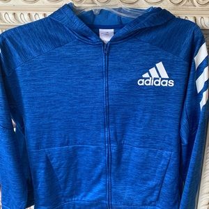 Boys Blue Adidas zip up hoodie, size 14/16